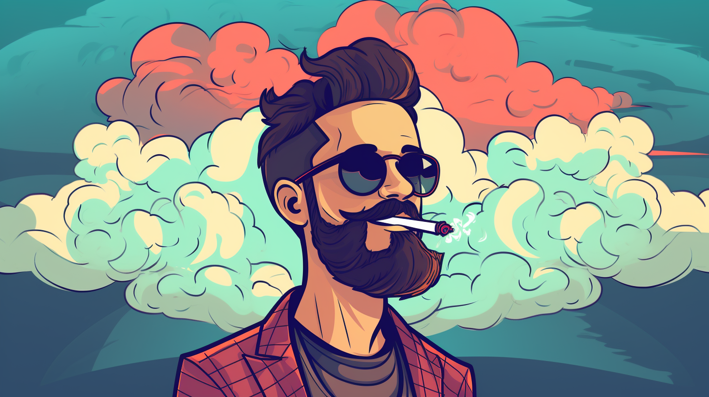 Sunglasses, Adult, Male, Man, Person, Head, Face, Art, Smoke, Cartoon, Graphics, Drawing